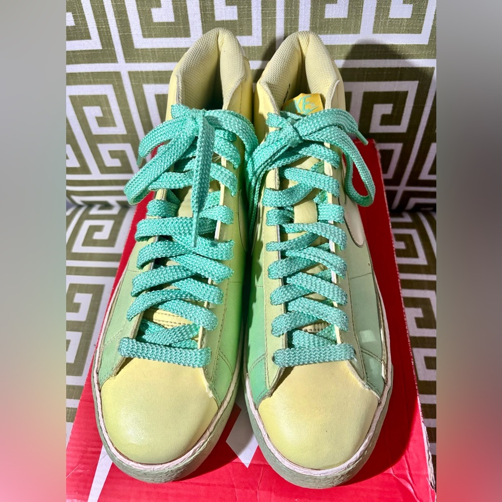 NEW! Nike Blazer High Lemon Frost White-Varsity Maize-Trmln Basketball Sneakers - Picture 5 of 16